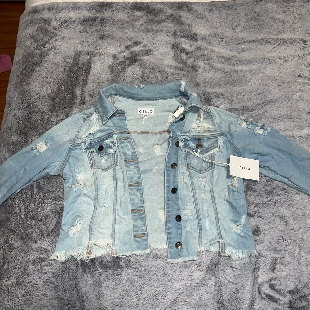 Cello Light Blue Distressed Denim Jacket